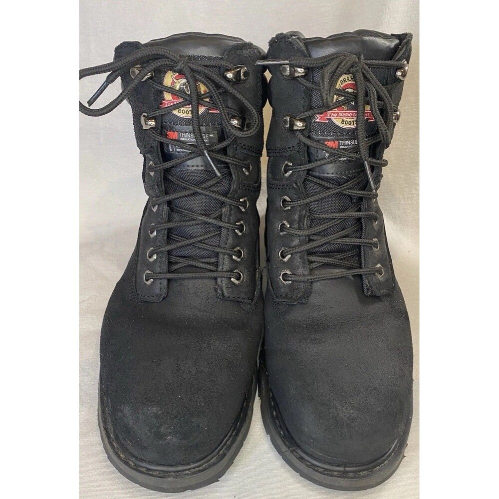 Brahma Black Leather Steel Toe Work Boots 9.5 Wide Mens Water Oil Slip Resistant